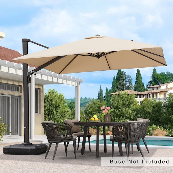 PURPLE LEAF 10 ft. Square Patio Umbrella Aluminum Large Cantilever Umbrella  for Garden Deck Backyard Pool in Beige PPL04CHS10-KK - The Home Depot