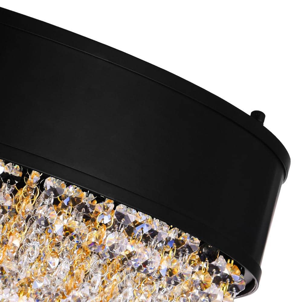 Medina Elegance 16" Crystal Black Drum LED Flush Mount