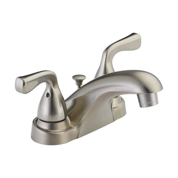 Foundations 4 in. Centerset 2-Handle Bathroom Faucet in Brushed Nickel