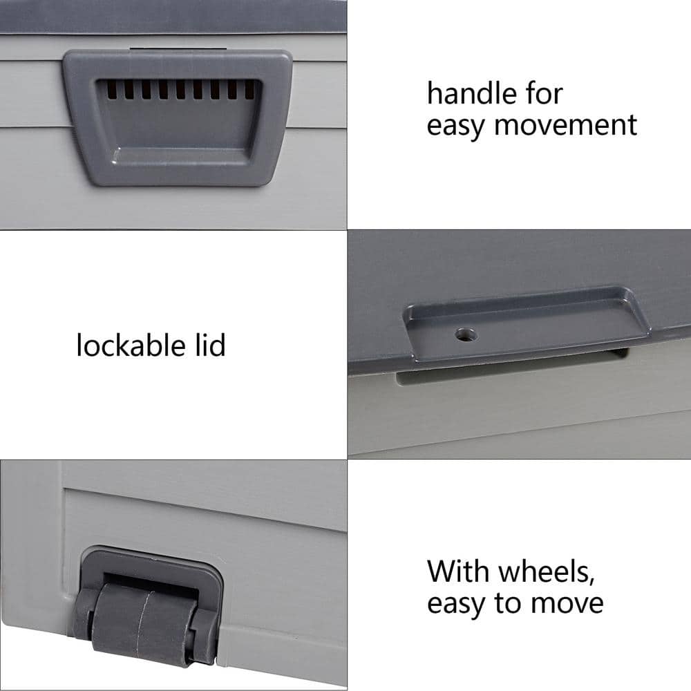 75 Gallon Gray Plastic Lockable Deck Box with Wheels