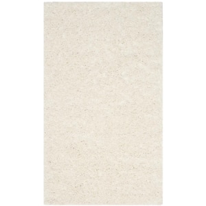 Athens Shag White Doormat 3 ft. x 5 ft. Solid Area Rug