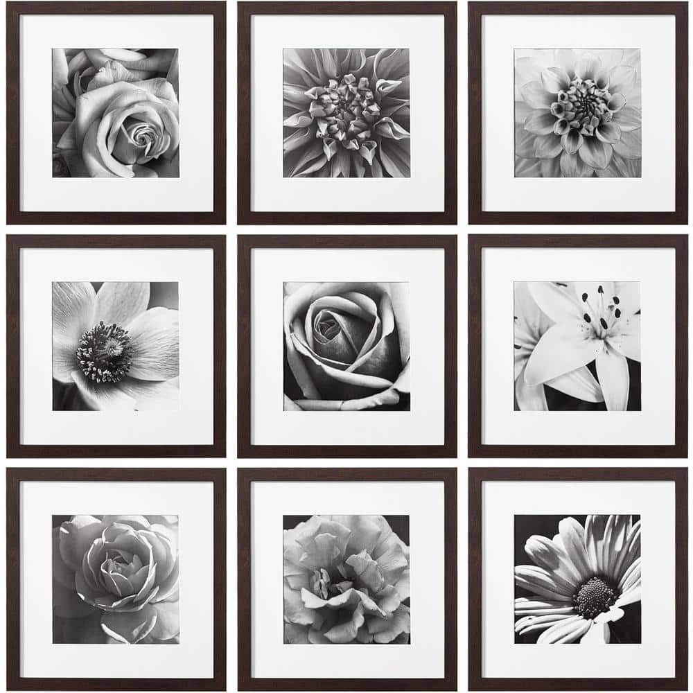 12 in. x 12 in. Walnut Picture Frame (Set of 9)