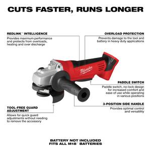 M18 18V Lithium-Ion Cordless 4-1/2 in. Cut-Off/Grinder with M18 Starter Kit (1) 5.0Ah Battery and Charger