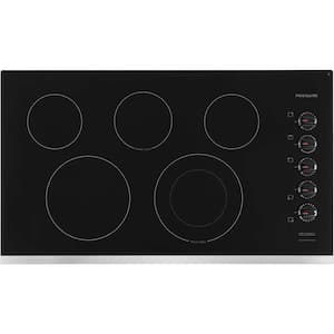 36 in. Radiant Electric Cooktop in Stainless Steel with 5 Burner Elements, including Quick Boil & Ceramic Glass Surface