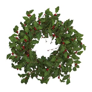 28 in. Holly Berry Artificial Wreath