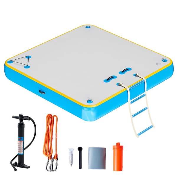 Inflatable Floating Dock 6 ft. x 6 ft. Inflatable Dock Platform Non-Slip Water Floating Dock Mat Green