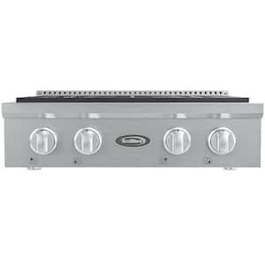 30 in. Gas Range-Top, Cooktop with 4 Sealed Italian Burners and Stainless-Steel Stovetop Knobs.