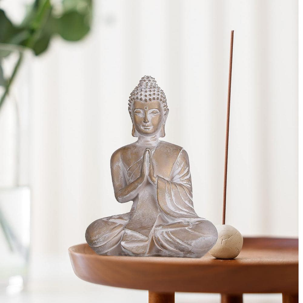 6.3 in. Praying Buddha Statue, Meditating Buddha Serene Decorative Figurine  for Home Yoga Zen Decor A088FHLK7N - The Home Depot