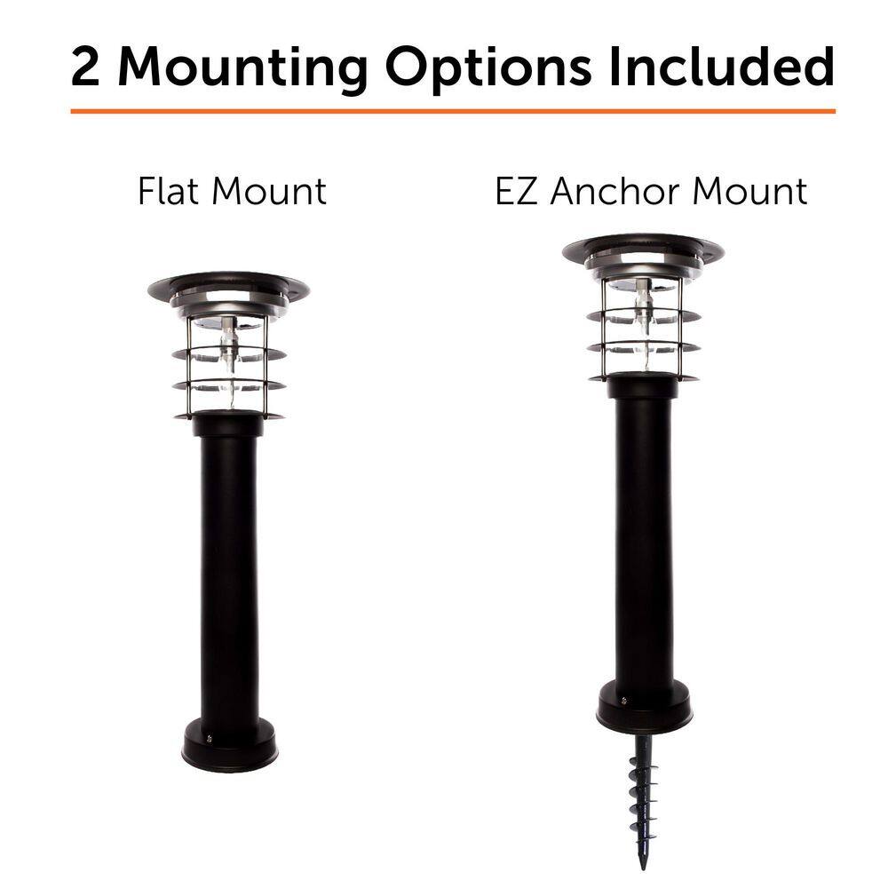 Stainless Steel Black Solar LED Pathway Bollard Light