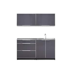 Slate Gray 5-Piece 64 in. W x 36.5 in. H x 24 in. D Outdoor Kitchen Cabinet Set with Countertop