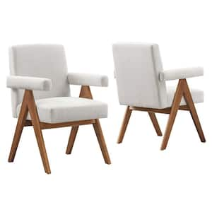 Lyra Fabric Dining Room Chair - Set of 2 in. Ivory Fabric