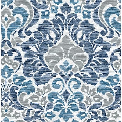 Garden of Eden Blue Damask Strippable Wallpaper (Covers 56.4 sq. ft.)