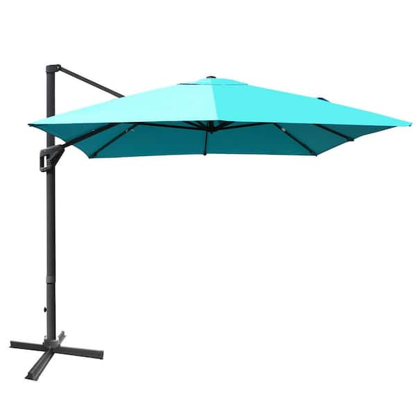 Angeles Home 10 Ft X 13 Steel Rectangular Cantilever Patio Umbrella With 360 Degree Rotation Function In Turquoise 8ck7 10np192tu - 13 Foot Square Patio Umbrella