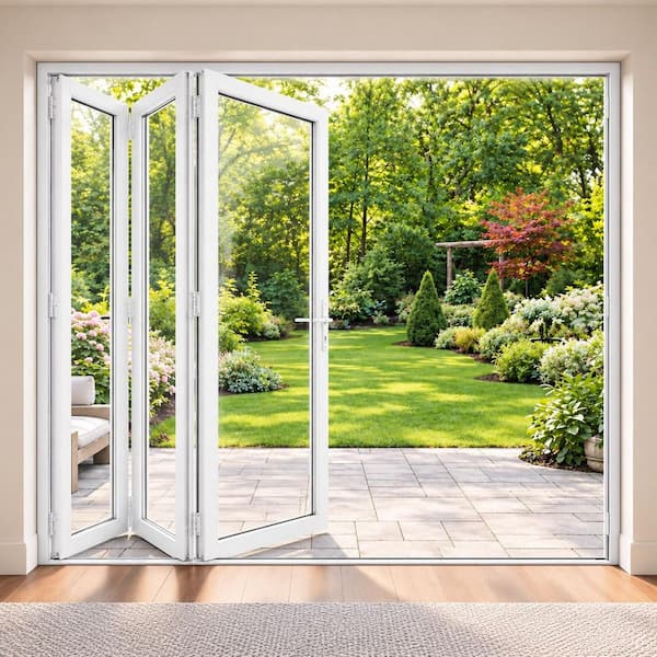 ERIS 72 in. x 80 in. Left Swing/Outswing White Aluminum Folding