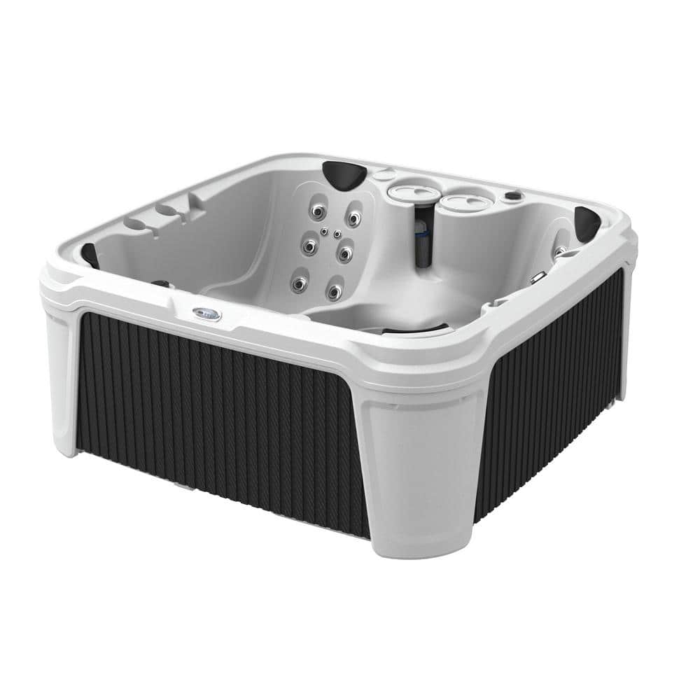 Whitestone and Black Onyx 6-Person Square Hot Tub with Jets