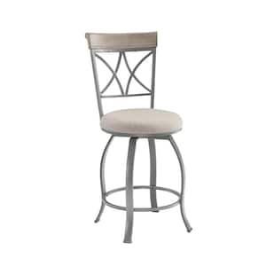 Masson 24 in. Seat Height Pewter High back Metal frame Swivel Counter stool
