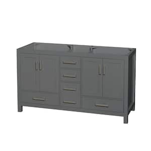 Sheffield 59 in. W x 21.5 in. D x 34.25 in. H Double Bath Vanity Cabinet without Top in Dark Gray