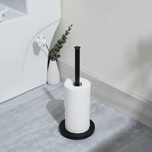 Bath Freestanding Toilet Paper Holder Tissue Roll Storage Stand Tissue Holder in Stainless Steel Matte Black 2 Pack