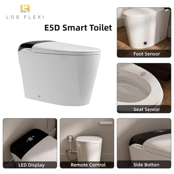 Smart Toilet with Built in Tank, 4-Bidet Modes, Instant Warm Water, ECO Light, Heated Seat, Backup Flush, Dryer, Remote