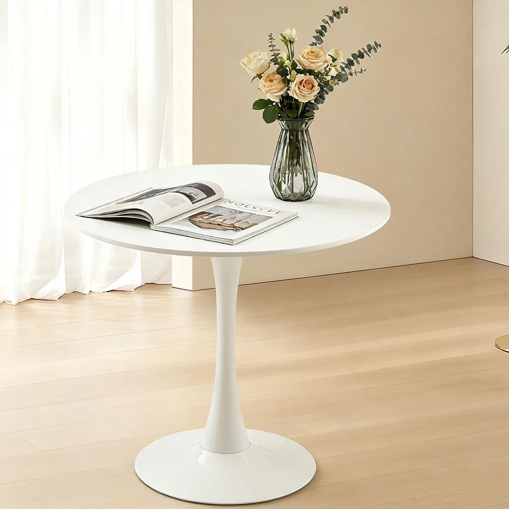 Modern 31.5 in. White Round MDF Top End Table Side Table with Metal Base price history on PriceWatchPro