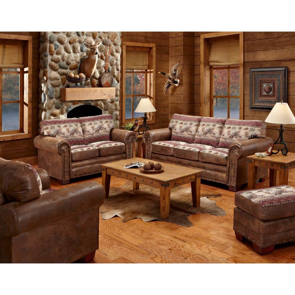 Deer Valley 4-Piece Deer Valley Tapestry Brown Pinto Microfiber Living Room Set with Sleeper Sofa price history on PriceWatchPro