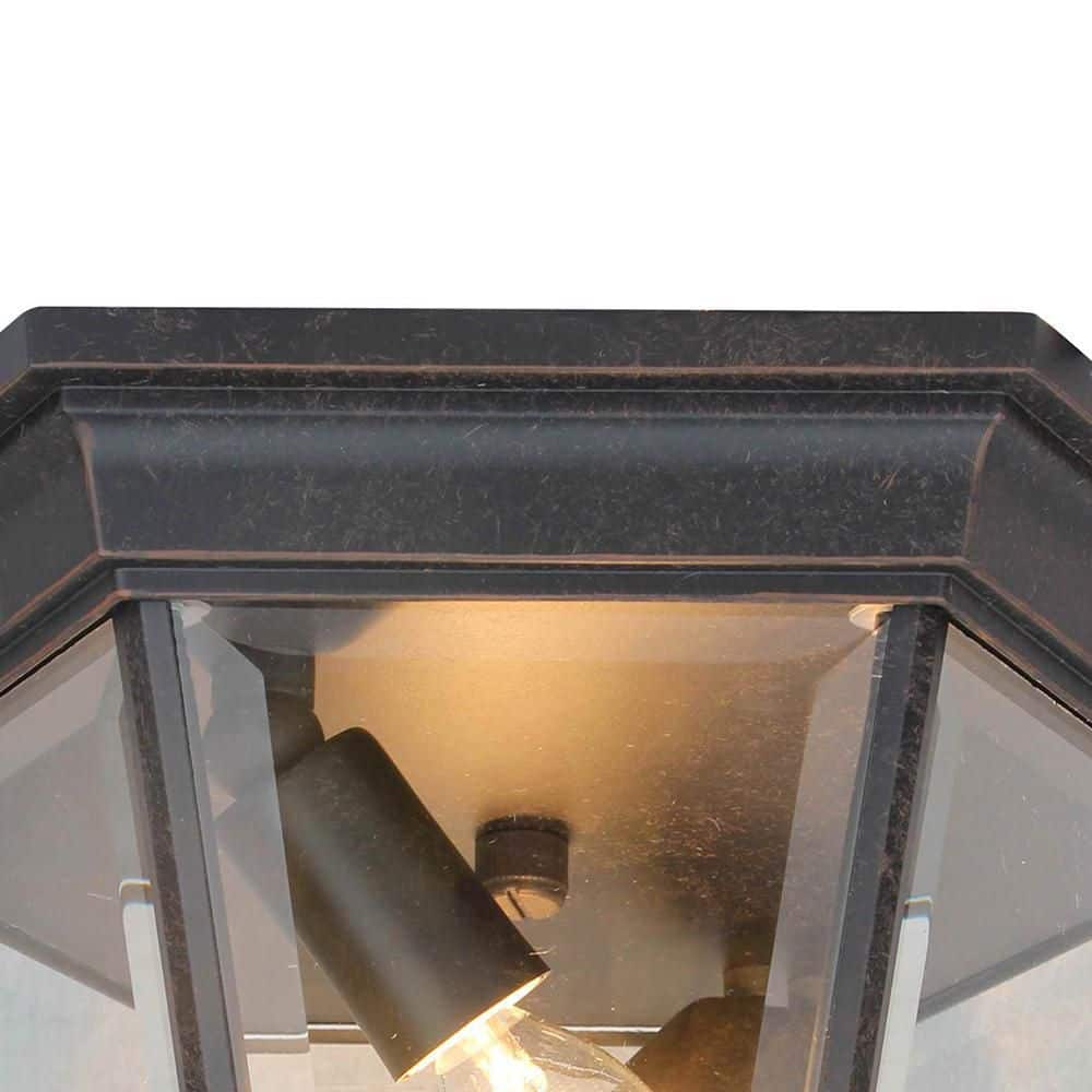 11-inch Rubbed Bronze and Clear Glass Globe Ceiling Lantern