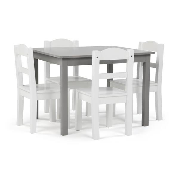 Humble Crew Inspire 5-Piece Grey/White Kids Table and Chair Set