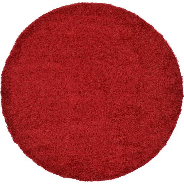 Unique Loom Solid Cherry Red 8 Ft, Small Round Accent Rugs