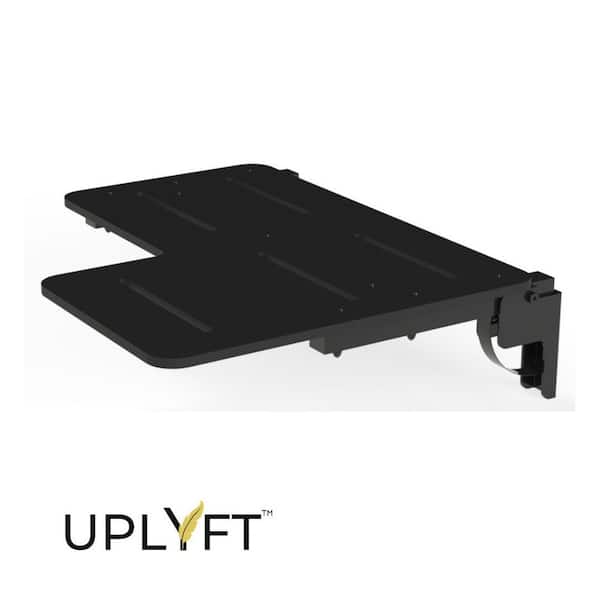 UPLYFT 32 in. Reversible L-Shape Wall Mount Shower Seat with Black Phenolic Slotted Top and Matte Black Base