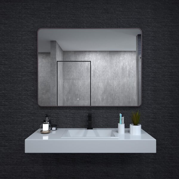 niveal 48 in. W x 36 in. H Rectangular Framed Wall Bathroom Vanity Mirror in Oil Rubbed Bronze