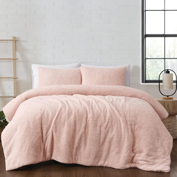 Brooklyn Loom Marshmallow Sherpa Polyester Blush 2 Piece Twin Comforter Set