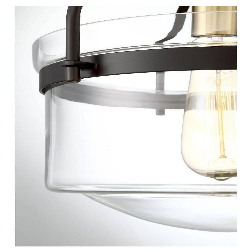 Clear Glass and Bronze Semi-Flush Mount Ceiling Light