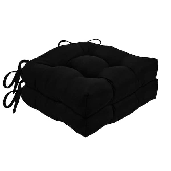 ACHIM Chase Black Solid Tufted Chair Seat Cushion Chair Pad (Set of 2)
