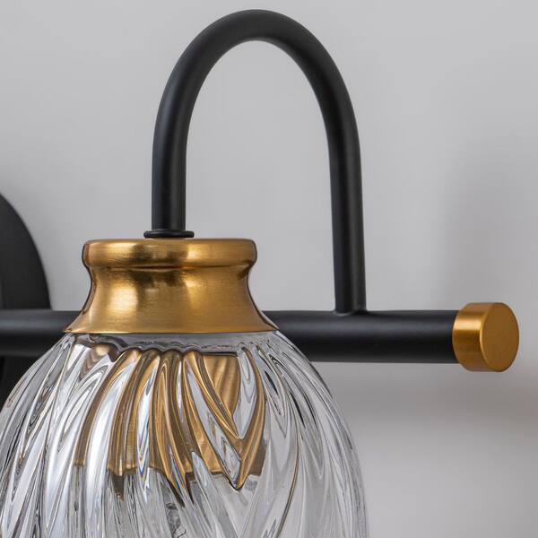 ZYZWMB 23.23 in. 3-Light Black and Brass Vintage Bathroom Vanity