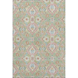 Mayfield Premium Machine Washable Abstract AMF2207 Aloe 5 ft. x 7 ft. 6 in. Area Rug