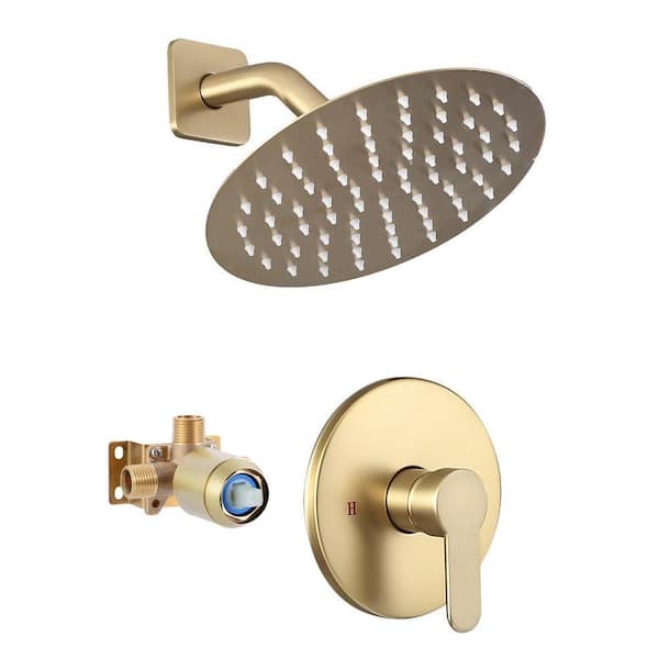 Single Handle 1-Spray Shower Faucet 1.75 GPM with Pressure Balance in Brushed Gold