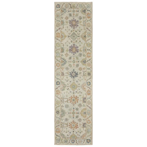 2 ft. x 10 ft. Beige Oriental Washable Area Rug
