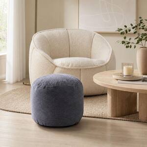 20 in. x 15 in. Round Stuffed Pouf Ottoman with Foam Chunk Filling, Foot Rest for Living Room, Grey
