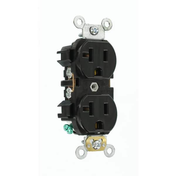 20 Amp 125 V Industrial Grade Self Grounding Duplex Outlet/Receptacle, Black (1-Pack) 5352-E