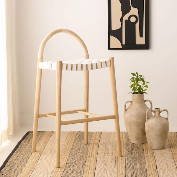 Rhyan Natural Leather Bar Stool