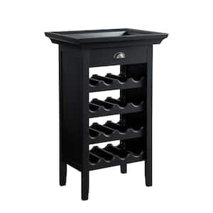 Lucille Black Wood 24"L x 16.5"D 37.88"H Wine Cabinet with Removable Tray