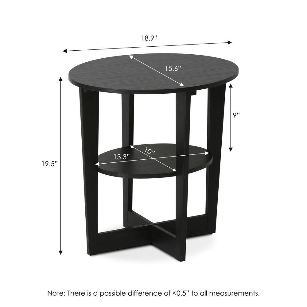 Walnut Finish Oval Wood End Table Set of 2