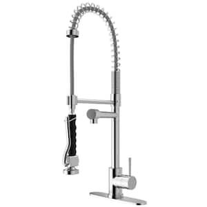 Zurich Single Handle Pull-Down Sprayer Kitchen Faucet Set with Deck Plate in Chrome