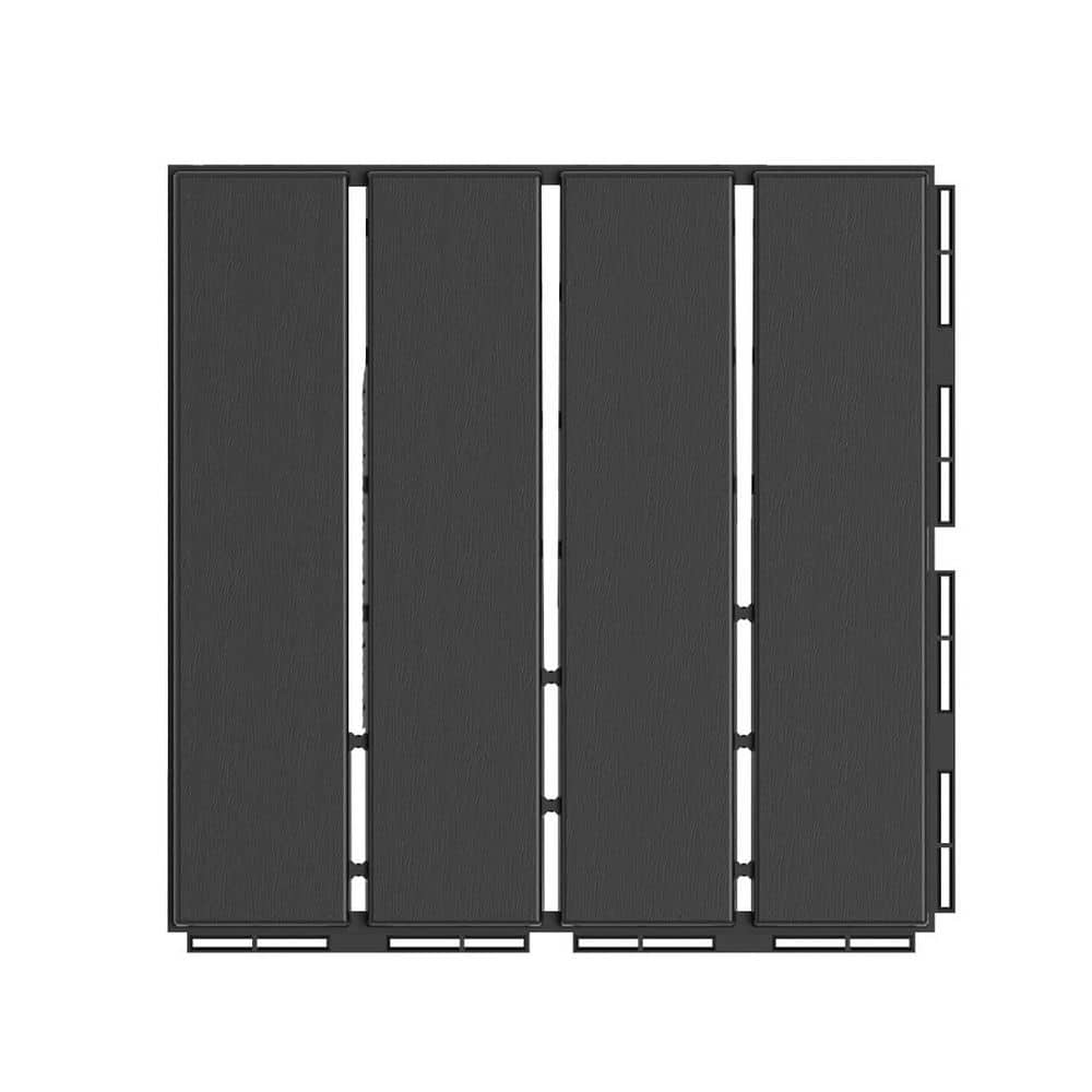 Interlocking Plastic Deck Tiles, (9 Pack), 12 in. x12 in. Waterproof Outdoor Flooring All Weather Use, Dark Grey price history on PriceWatchPro