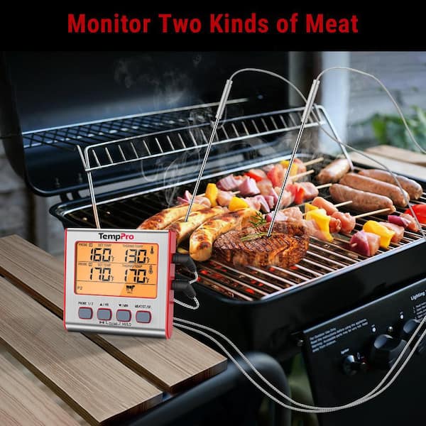TempPro Digital Meat Thermometer with Dual Probes and Timer Mode