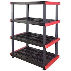 Black 4-Tier Heavy Duty Plastic Freestanding Storage Shelving Unit (48 in. W x 55 in. H x 20 in. D)