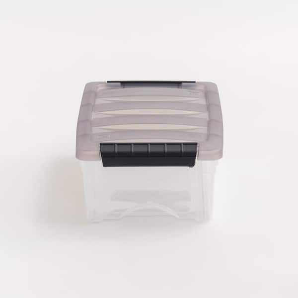 72 qt. Stack and Pull Clear Storage Box with Lid in Gray 500212