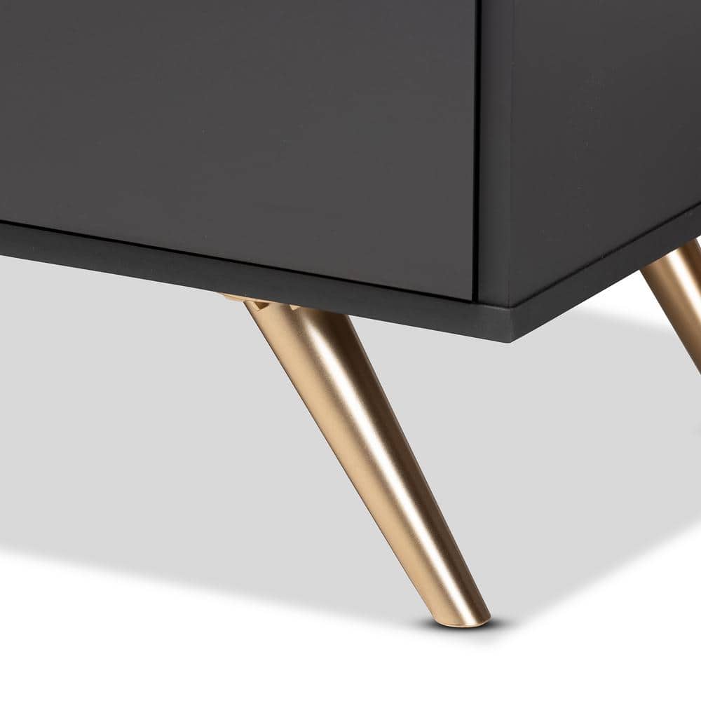 Kelson Dark Gray and Gold 5-Drawer Wood Chest