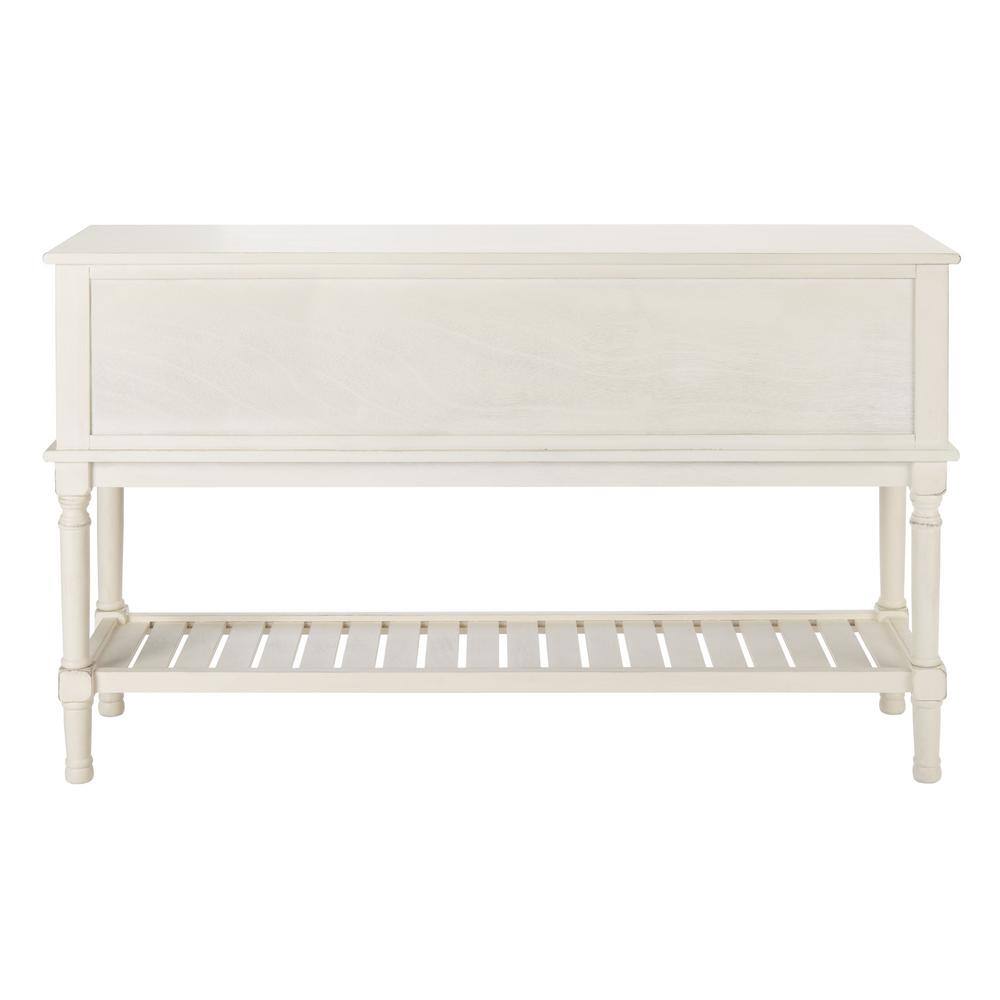 Distressed White Wood Hallway Table with Storage