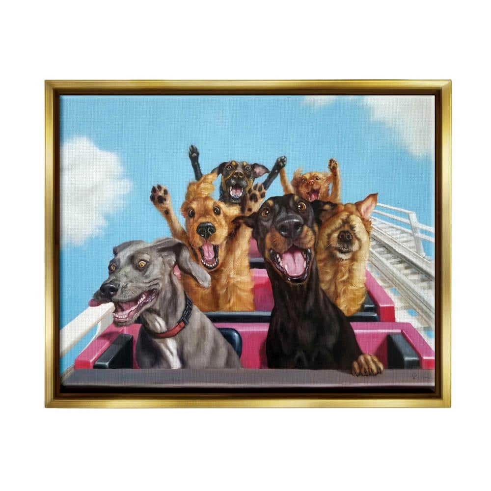 The Stupell Home Decor Collection Dogs Riding Roller Coaster Funny  Amusement Park by Lucia Heffernan Floater Frame Animal Wall Art Print 17  in. x 21 in. ad-682_ffg_16x20 - The Home Depot